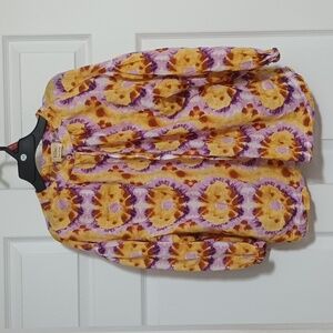 ELIE. ELIE TAHARI Abstract Print Button Up Collarless Shirt ЕН422033 Size:Medium